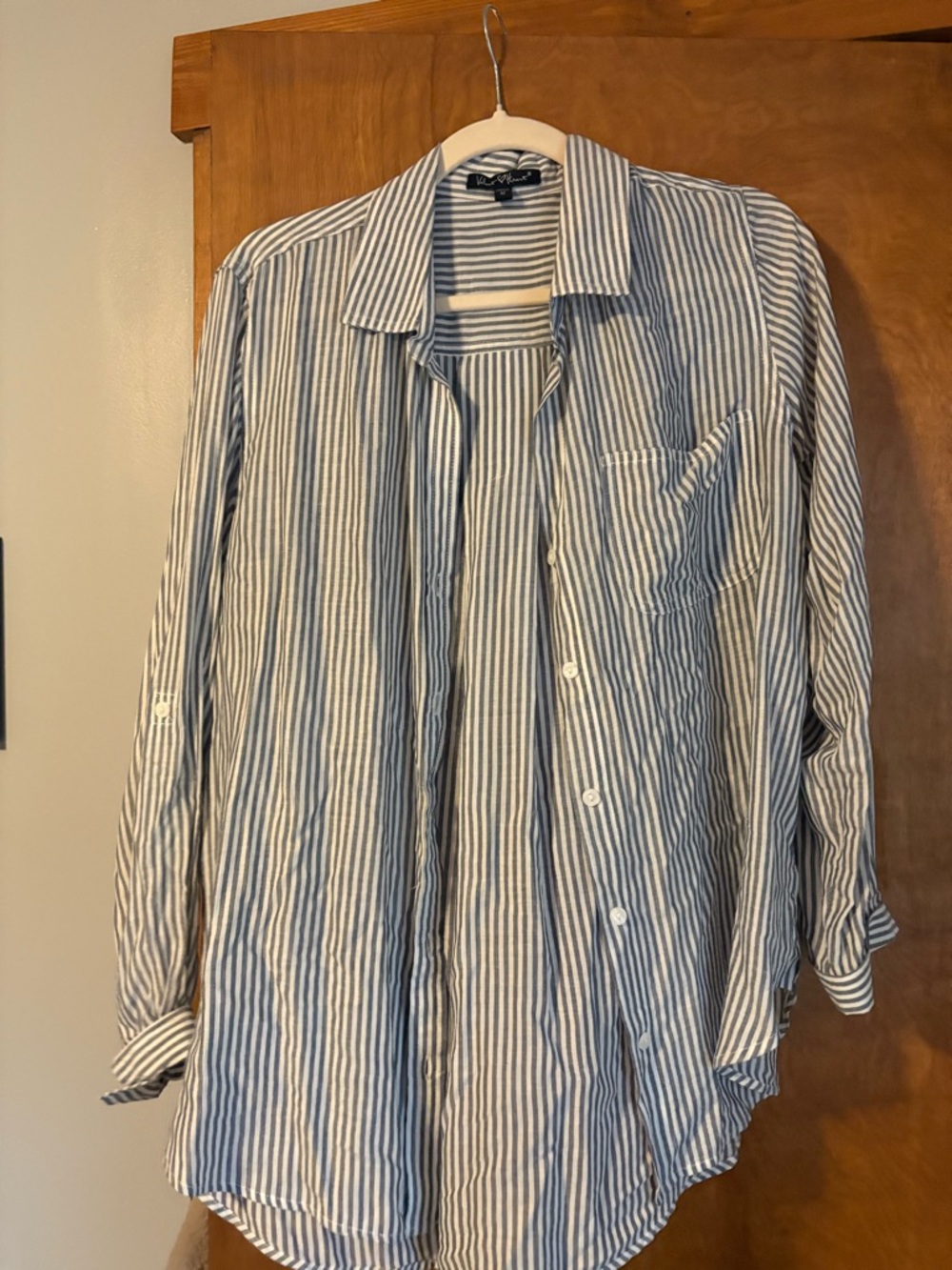 Velvet Heart Blue and White Striped Button-Up Shirt